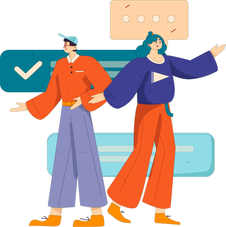 Amigos conversando on-line  Ilustração