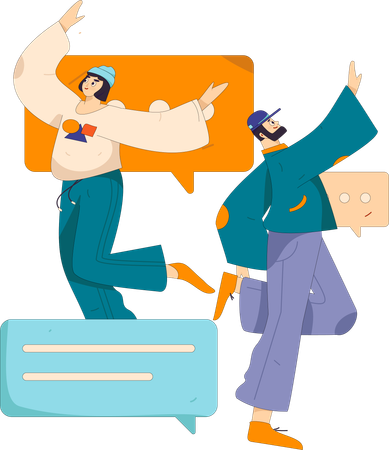 Amigos conversando on-line  Ilustração