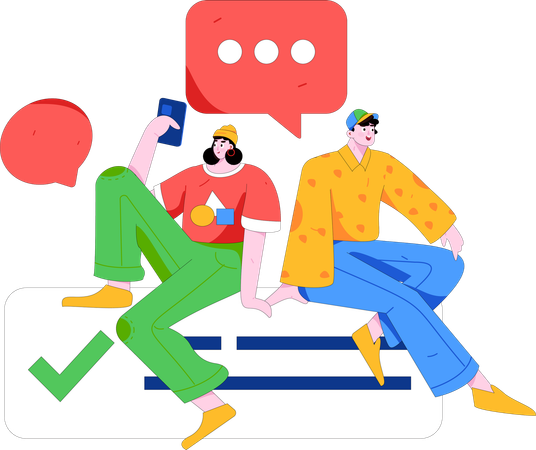 Amigos conversando on-line  Ilustração