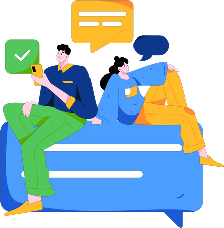 Amigos conversando on-line  Ilustração
