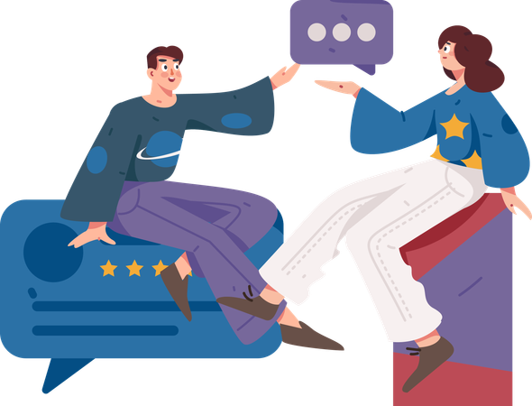 Amigos conversando online pelo aplicativo da web  Ilustração
