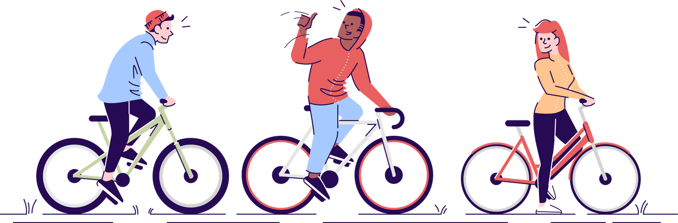 Amigos em bicicletas  Ilustração