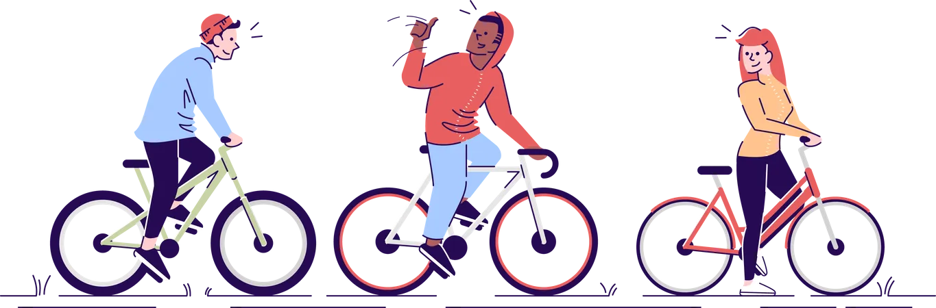 Amigos em bicicletas  Ilustração