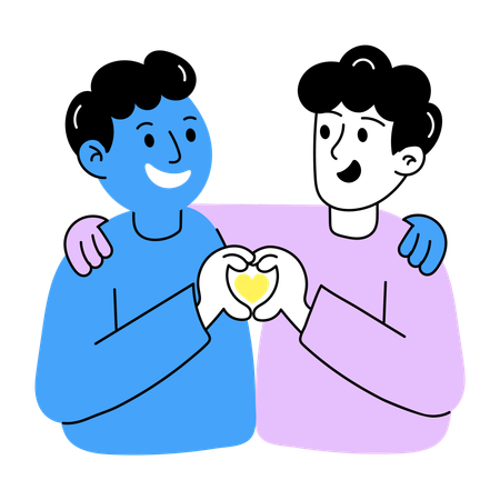Amigos disfrutando de su amistad.  Ilustración