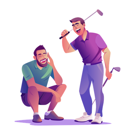 Amigos do golfe rindo alto  Ilustração