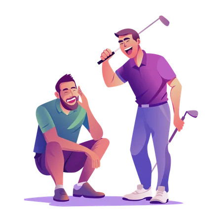 Amigos do golfe rindo alto  Ilustração