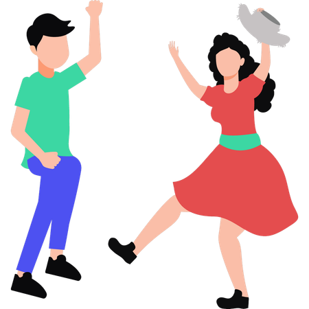 Los amigos bailan en la fiesta.  Illustration