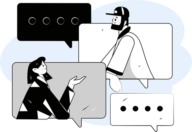 Amigos estão conversando on-line  Ilustração