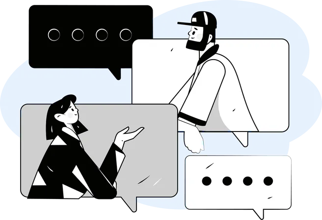 Amigos estão conversando on-line  Ilustração