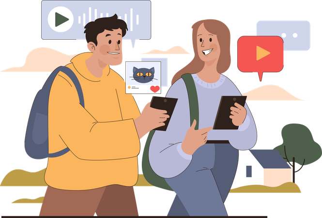 Amigos haciendo diseño web  Ilustración