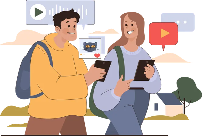 Amigos haciendo diseño web  Ilustración
