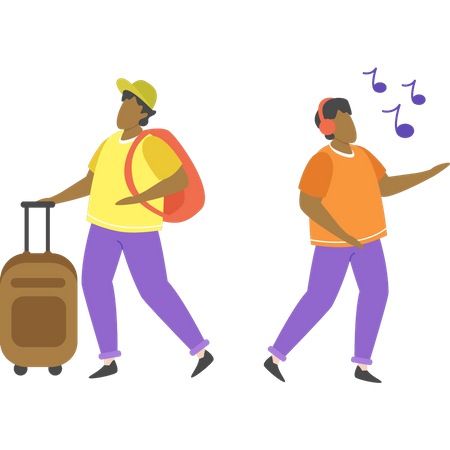 Amigos indo viagem de fim de semana  Ilustração