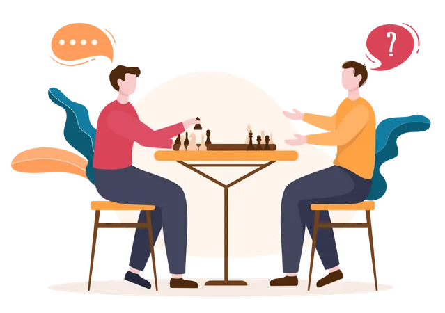 Amigos jogando xadrez  Ilustração