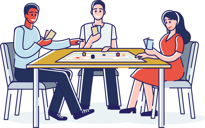 Amigos jugando juegos de mesa juntos  Ilustración