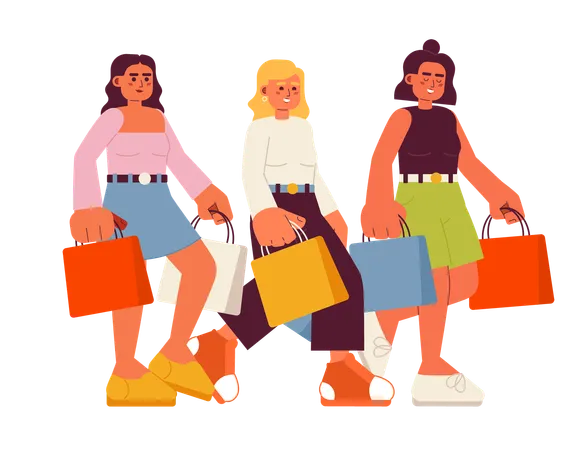 Amis qui vont faire du shopping  Illustration