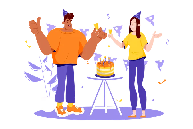 Les amis célèbrent l'anniversaire d'un ami  Illustration