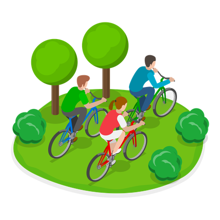 Des amis ensemble pour une balade à vélo  Illustration