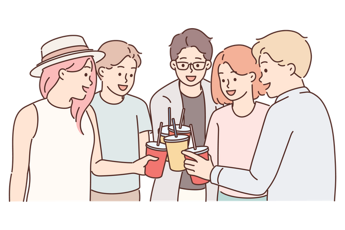 Amis faisant la fête  Illustration