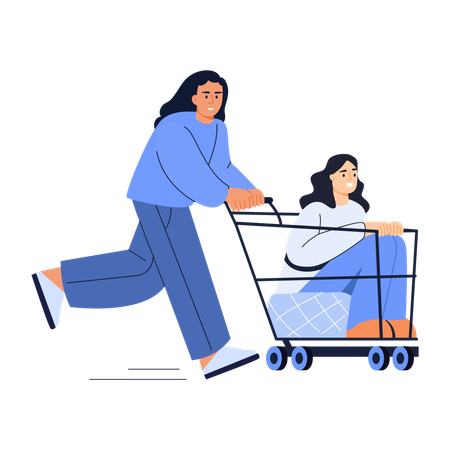 Des amis s'amusent à faire du shopping  Illustration