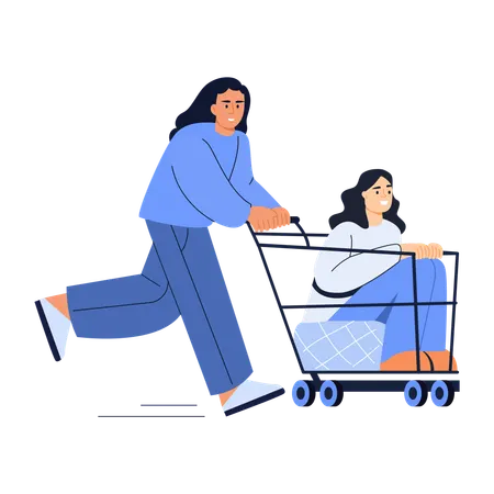 Des amis s'amusent à faire du shopping  Illustration