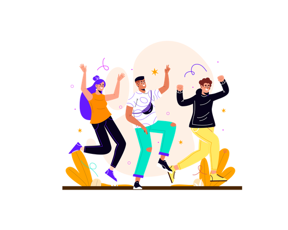 Amis qui sautent  Illustration