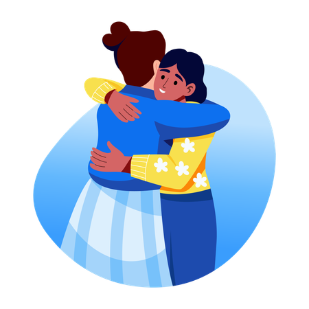 Des amis qui s'embrassent  Illustration