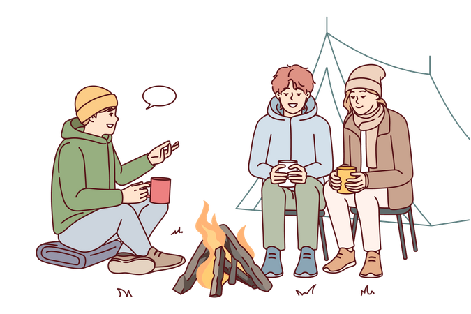 Amis en camping  Illustration