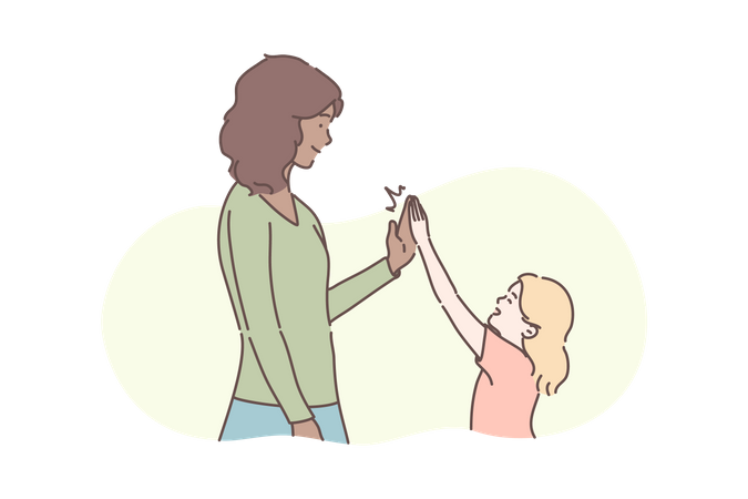 Amizade entre mãe e filha  Ilustração