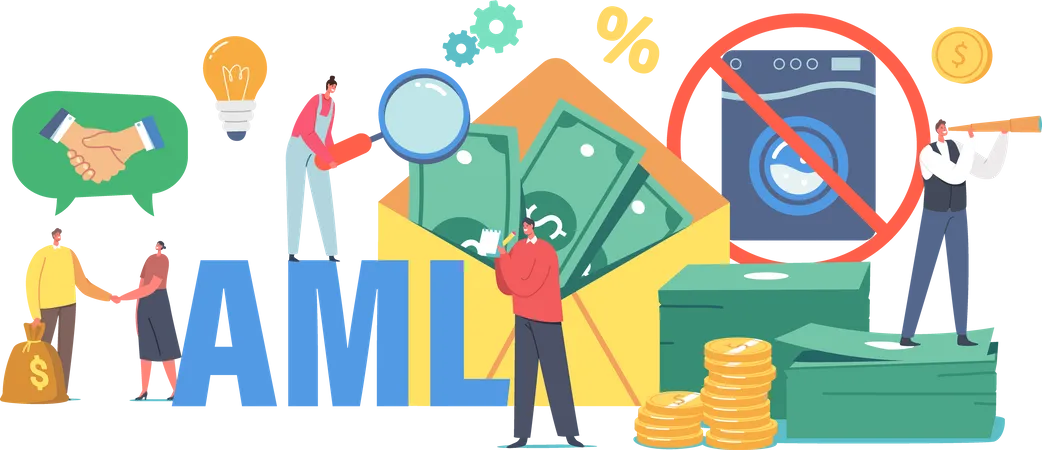 Aml Against Money Laundering Campaign  Illustration