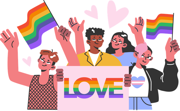 Amo a la comunidad lgbtq  Ilustración