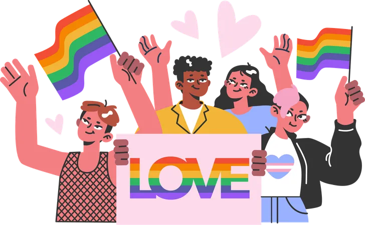 Amo a la comunidad lgbtq  Ilustración