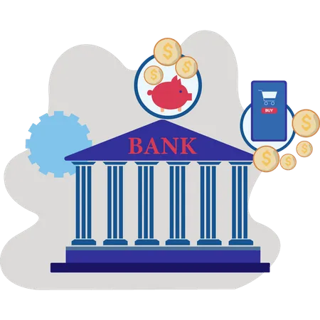 The Amount Is Paid Online Through The Bank Illustration