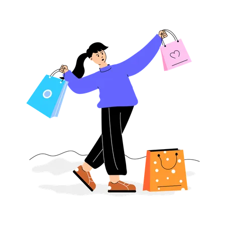 Amateur de shopping, faire du shopping  Illustration