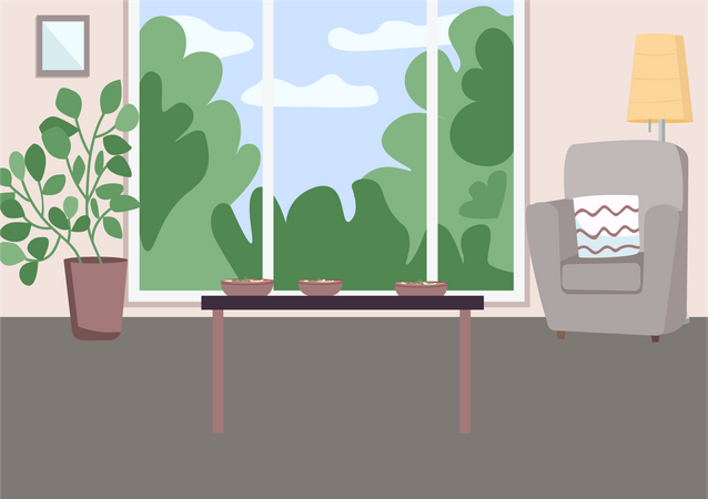 Amplia sala de estar  Ilustración