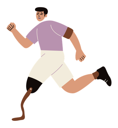 Amputated man running  Illustration