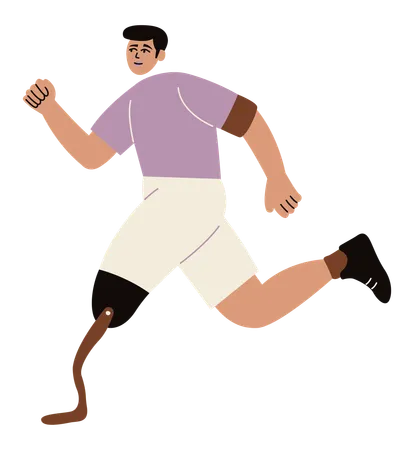 Amputated man running  Illustration