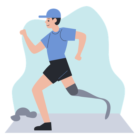 Amputee man athlete running  Illustration