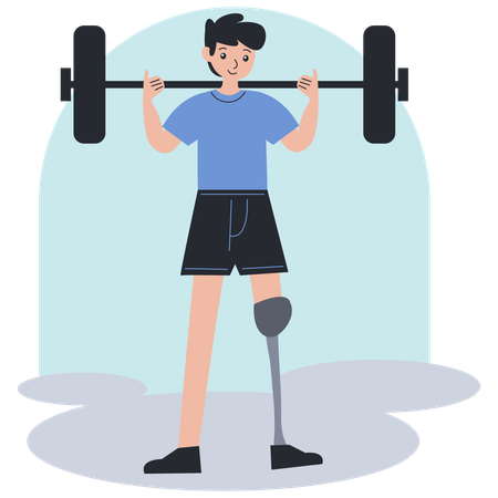 Amputee man athlete weigh lifting exercise  Illustration