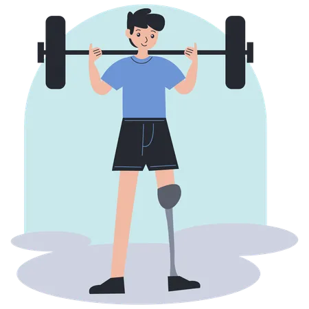 Amputee man athlete weigh lifting exercise  Illustration