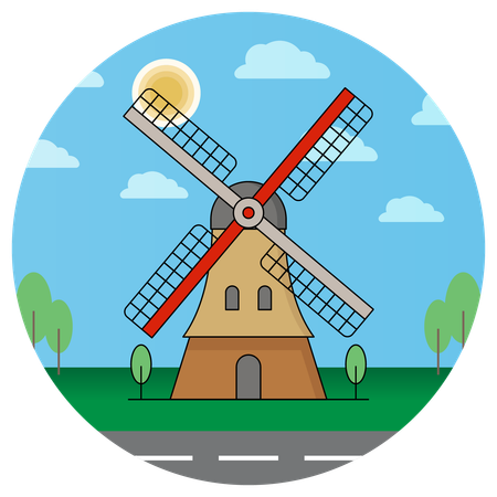 Amsterdam Windmill Netherlands  Illustration