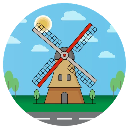 Amsterdam Windmill Netherlands  Illustration