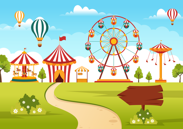 Amusement theme park  Illustration