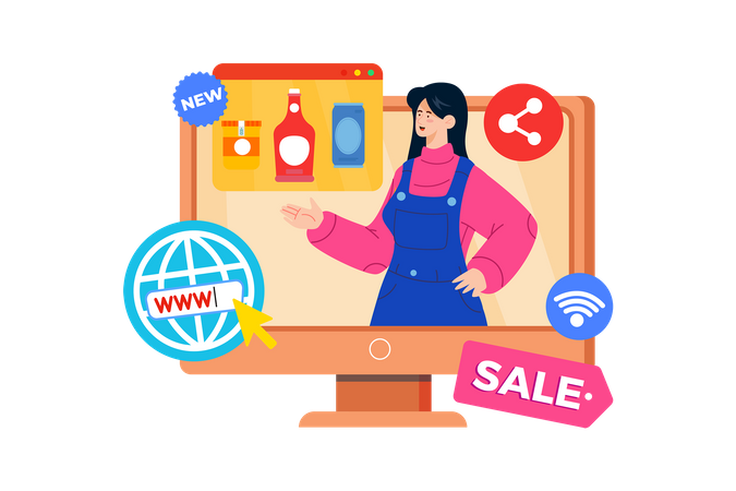 An affiliate marketer promotes products through affiliate networks Illustration