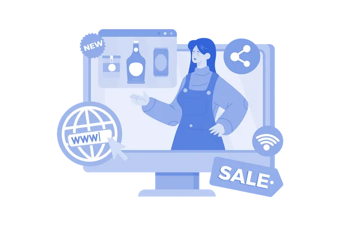 An Affiliate Marketer Promotes Products Illustration