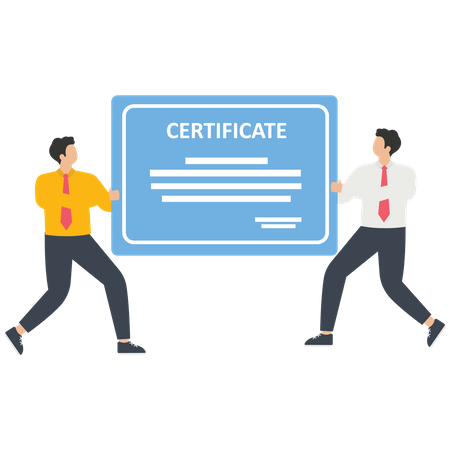 An employee receives a certificate  Illustration
