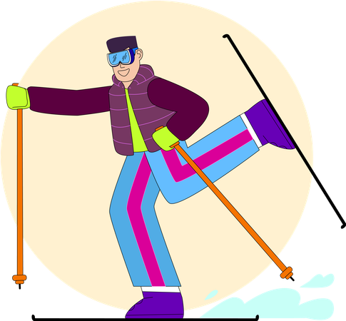 An enthusiastic skier glides down a snowy slope  Illustration