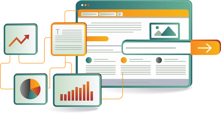 An image of a computer screen with a graph and other elements  Illustration