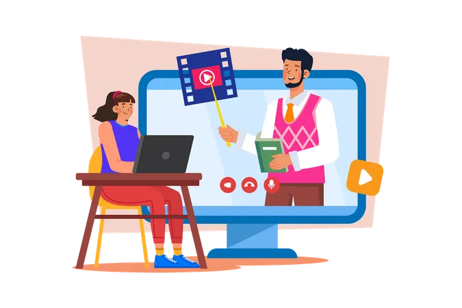 An instructional designer creates training videos for a company  Illustration
