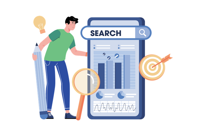 An SEO Specialist Improves Search Engine Rankings  Illustration