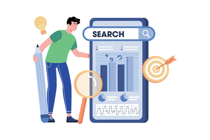 An SEO Specialist Improves Search Engine Rankings  Illustration